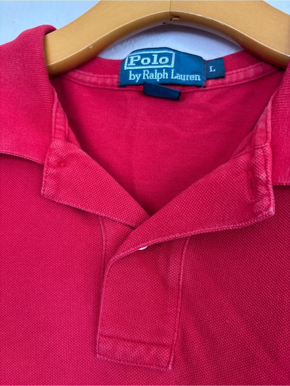 Ralph Lauren Red Short-Sleeve Polo with Embroidered Bear size L